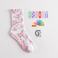 Calcetines de Pilates Personalizados con Estampado Floral, Lindos Calcetines con Agarre de Silicona en Forma de Corazón, Puño con Volantes, Transpirables, para Yoga, Barre, Danza, para Mujer