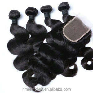 Extensiones de Cabello Virgen Brasileño Indio, Cierre de Cabello Ondulado Natural, Paquete de 3 Piezas con 1 Pieza de Encaje 4x4, Estilo de Cabello con Baby Hair - Product Image 1