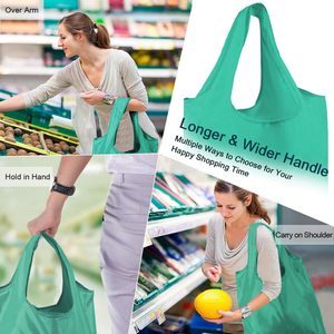 <span class=keywords><strong>BeeGreen</strong></span>, paquete de 10 bolsas de supermercado reutilizables plegables extra grandes, capacidad de 50 libras, tela de poliéster colorida a granel, cremallera ligera - Product Image 6