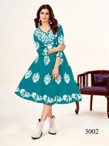 Kurtis de travail Lakhnavi d'approvisionnement direct d'usine pour dames portent des robes décontractées Kurtis pour la vente à l'exportation - Product Image 2