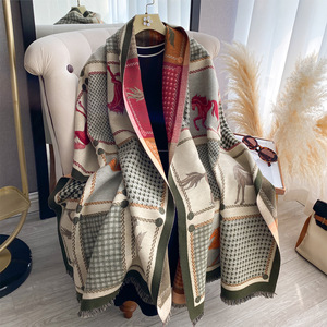 Newest Arrival 2025 Winter Warm Pashmina <strong>Shawls</strong> and Wraps 185*65cm Luxury Designer Animal Pattern Horse Cashmere Scarf Women - Product Image 4