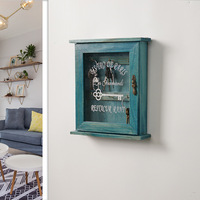 D5997 Organisateur créatif anti-poussière pour la maison, pour l'entrée, le salon et le couloir, boîte de rangement pour clés murale en bois