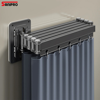 SANIPRO Tringle de Douche Rotative à 360 Degrés, Pliable et Rétractable, Séchoir à Linge, Ensemble de Rideaux de Séparation pour Salle de Bain