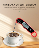 Thermomètre numérique pour viande RUIMEISEN RMS-201 pliable en acier inoxydable 304 avec sonde en plastique, précision 0,5°C, étanche IPX6, grand écran
