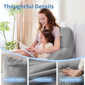 Almohada de terciopelo gris <span class=keywords><strong>para</strong></span> <span class=keywords><strong>la</strong></span> espalda, <span class=keywords><strong>cama</strong></span> <span class=keywords><strong>para</strong></span> <span class=keywords><strong>sentarse</strong></span>, cojín de apoyo <span class=keywords><strong>para</strong></span> el respaldo, almohada de lectura con reposabrazos <span class=keywords><strong>para</strong></span> juegos, sentado <span class=keywords><strong>en</strong></span> <span class=keywords><strong>la</strong></span> <span class=keywords><strong>cama</strong></span>, adulto - Product Image 4