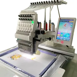 Máquina de costura brother ptp, 1200 rpm alta velocidade maquinaria de costura única cabeça programável máquina de bordado para camisa tampa