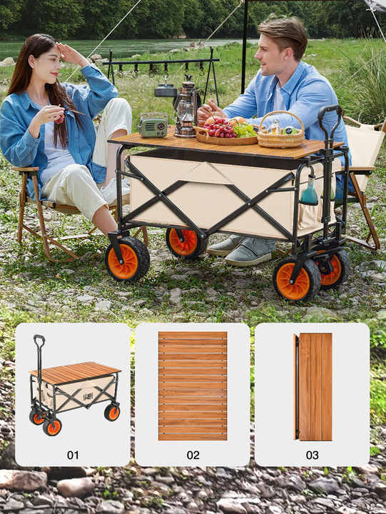 Marbueno Folding Multi-Purpose Trolley Steel 150 KG Beige Garden, Beach, Camping 86X50X59 cm main image 1