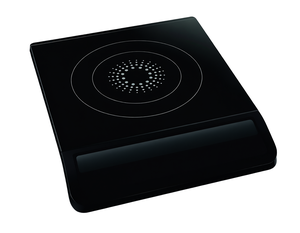 Table de cuisson à induction en acier inoxydable avec plaque en verre céramique à commande tactile numérique, brûleur unique, avec pot à soupe pour usage hôtelier - Product Image 1