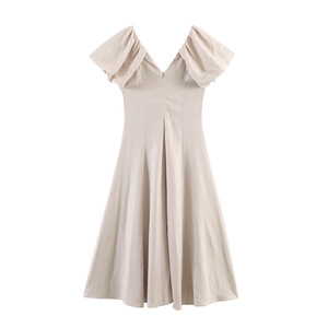 Abito Midi Personalizzato 2026 in Ramiè con Maniche a Sbuffo, Manica Corta, Sostenibile, Estivo, Vintage, Casual - OEM/ODM da Fabbrica di <span class=keywords><strong>Abbigliamento</strong></span> Cinese - Product Image 2