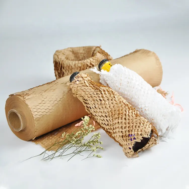 Protective Cushioning Customized Size 50cm 10m 80Gms Packaging Roll Black White Brown Kraft Wrap Honeycomb Paper