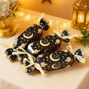 DAMAI Eid Mubarak Paper Moon Candy Boxes Black <b>Gold</b> White <b>Gold</b> Watercolor <b>Lantern</b> Gift Boxes for Party Cookie Snack Packaging - Product Image 3