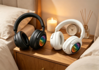 Casque sans fil supra-auriculaire RGB à réduction de bruit profonde, faible latence, casque de jeu 6.0