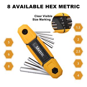 Folding Allen <b>Wrench</b> Set Metric SAE 17pcs Chrome Vanadium Steel Double End Anti-Slip Handle Manual Tool for Home Repair - Product Image 5