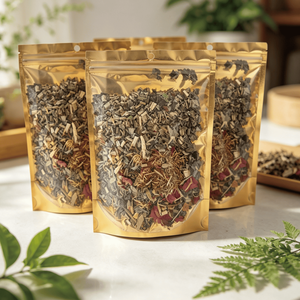 Pochette de bain de vapeur aux herbes pour femmes : Vapeur Yoni adaptée à la détoxification, au nettoyage et à la sudation du Yoni, 50g par pochette - Product Image 1