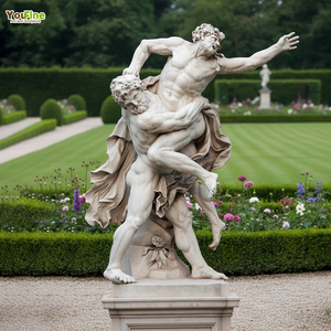 Estatua de Hércules y Anteaus de Mármol, Escultura de Jardín de Tamaño Real, Arte Mitológico Tallado a Mano para Decoración de Patio y Jardín - Product Image 1