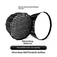 Boîte à lumière parabolique profonde de 90 cm avec point de contrôle Baorong, diffuseur de lumière douce à longue portée avec grille en maille