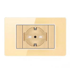 Enchufe de pared con interruptor de luz, doble USB tipo C, estándar alemán, de vidrio templado, con tres entradas de corriente. - Product Image 1