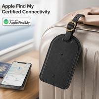 Traceur de bagages intelligent anti-perte en cuir PU avec fonction de localisation sonore, charge sans fil et compatible iOS pour une autonomie prolongée