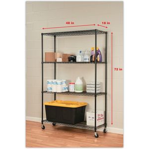 Alera ALE Unité d'étagères métalliques complète avec roulettes, quatre étagères, 48 x 18 x 72, noire, pour rayonnages utilitaires - Product Image 5