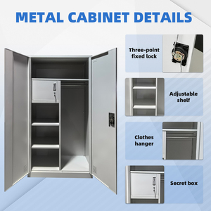ตู้เหล็กนิรภัยสำหรับสำนักงาน พร้อมชั้นวางปรับระดับได้ ราวแขวนเสื้อผ้า ระบบล็อค 3 จุด ตู้เก็บเอกสารโลหะ - Product Image 4