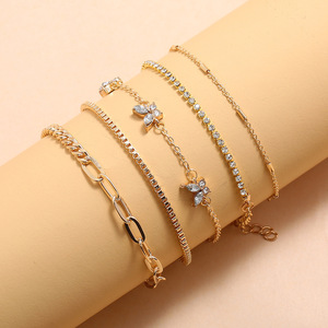 Reloj y pulsera informales sofisticados para mujer, lujoso reloj de cuarzo con diamantes y pulsera de cadena delicada para el día a día - Product Image 1