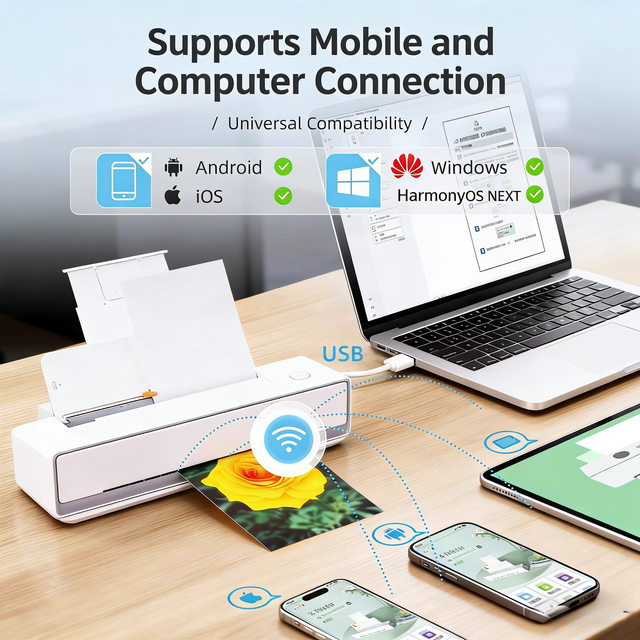 OEM ODM Portable A4 Color Printer Custom Logo Mini Wireless Inkjet Printer High Volume Production Fast Sample Lead Time