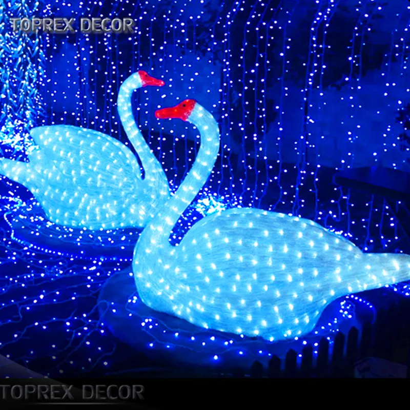 Led 아크릴 동물 디스플레이 케이스 백조와 오리 장식 크리스마스 야외 조명 그림