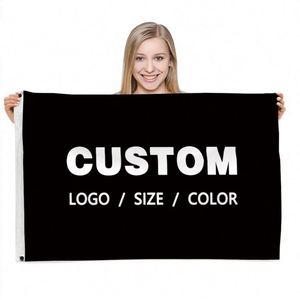Banderas Personalizadas al por Mayor de Tela Premium en Colores Vivos con Cualquier Logotipo, Diseño y Tamaño en Negro - Product Image 1