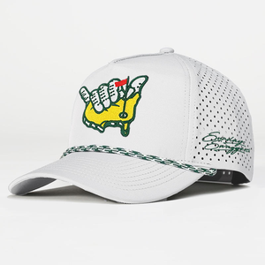 Casquette de baseball sportive à séchage rapide à 5 panneaux avec logo personnalisé, trous découpés au laser, golf, polyester, sangle, casquette de papa - Product Image 1
