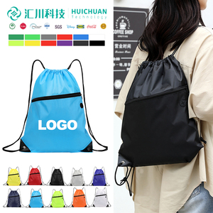 Wholesale Luxury Waterproof Foldable Polyester Sports Drawstring Bags with Shoe Compartment Custom Logo Reusable Gym Backpack