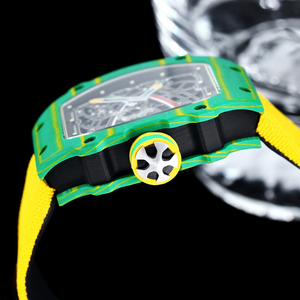 Montre automatique squelette de style RM haut de gamme, boîtier léger en fibre de carbone, design aux couleurs du drapeau sud-africain, montre-bracelet de sport de luxe - Product Image 4