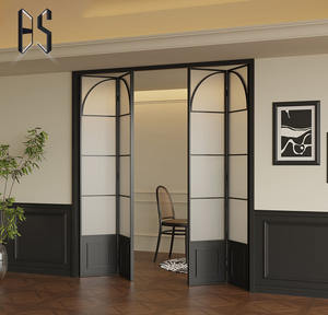 Portes coulissantes pliantes en alliage d'aluminium de style français, design moderne rétro, idéales pour les chambres, les bureaux et les balcons - Product Image 1