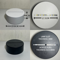 Veilleuse LED 3D Illusion Petite avec Socle Rond Tactile, Lampe Multicolore en Verre Acrylique, Figurine, Coffret Cadeau pour Bureau de Chambre d'Enfant