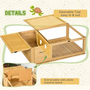 Cage rectangulaire en bois PawHut pour tortues, terrarium pour reptiles, grand habitat pour animaux de compagnie, intérieur/extérieur, avec fermeture à bouton-pression - Product Image 5