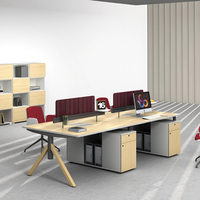 Poste de travail modulaire extensible en bois massif pour bureau, hospital ou personnel, avec cloisons pour ordinateurs portables