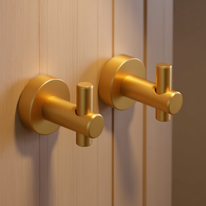 Gancho de Pared de Metal Dorado Cepillado, Diseño Minimalista, Herraje para Muebles de Dormitorio y Armario, Nivel Único, Paquete de 2 - Product Image 2