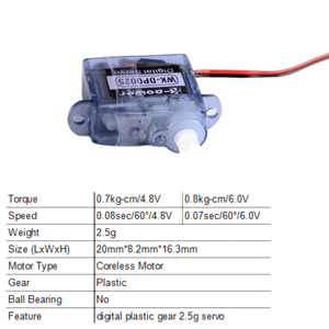 Kpower p0025 nhựa bánh 2.5 gam coreless kỹ thuật số Mini động cơ servo cho RC xe máy bay Robot - Product Image 2
