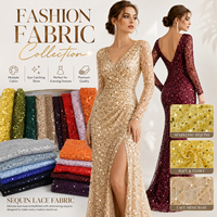 Tissu en tulle doux multicolore avec dentelle en maille et sequins scintillants pour robes de soirée, robes de cérémonie, sur mesure OEM