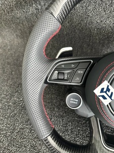 Volante Deportivo de Fibra de Carbono y Cuero Real de Alta Gama, Nuevo Estilo Pro para <span class=keywords><strong>AUDI</strong></span> RS7 RS3 RS4 RS5 RS6 S8 Q3 <span class=keywords><strong>Q5</strong></span> A4 A5 - Product Image 2
