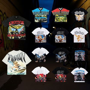 Camiseta de algodón para hombre Mixed Emotion, estilo urbano, con estampado gráfico, informal, de manga corta, cuello en V, holgada, para verano, para adultos - Product Image 2