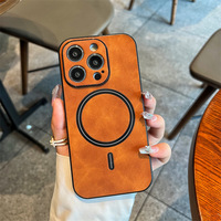 Étui de téléphone magnétique en cuir PU rétro, coque lisse pour iPhone XR XS 11 12 13 14 15 16 17 Pro Max Plus