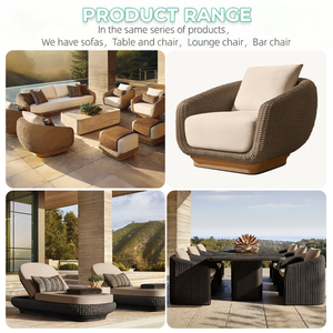 Modern <strong>Rattan</strong> Woven Outdoor <strong>Table</strong> and Chair <strong>Garden</strong> Furniture Waterproof All-weather Courtyard Resort Teak Outdoor Dining Set - Product Image 6