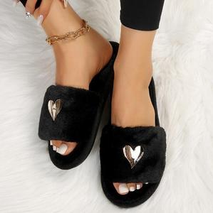 <span class=keywords><strong>Pantofole</strong></span> <span class=keywords><strong>Pelose</strong></span> a Forma di Cuore, Ciabatte Moda con Suola Piatta, <span class=keywords><strong>Pantofole</strong></span> da Casa per Donna, Antiscivolo in Pelo di Coniglio, Taglie Grandi - Product Image 2
