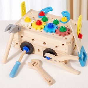Boîte à <span class=keywords><strong>outils</strong></span> en bois multifonctionnelle avec modes de jeu éducatifs, jouets amusants et boîte de rangement à assembler pour enfants, pour construire différentes formes - Product Image 5