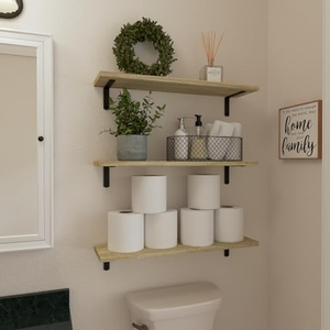 Étagères murales flottantes longues en bois pour <span class=keywords><strong>salle</strong></span> <span class=keywords><strong>de</strong></span> <span class=keywords><strong>bain</strong></span>, chambre, cuisine et livres, étagère décorative suspendue - Product Image 4