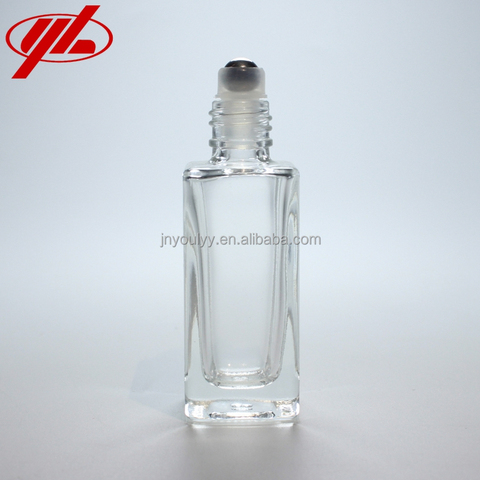 10ml Clear Cosmetic Square Roll on Perfume Essential Oil Glass Bottle