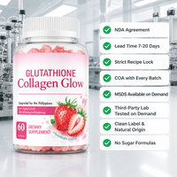 Complément alimentaire en gommes pour adultes, blanchissant et éclaircissant la peau, peptides végétaliens sans gluten, glutathion, collagène, marque privée OEM