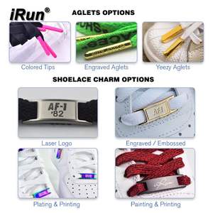 IRun Kustom Dicetak Logo Tali Sepatu dengan Embossed Gold Tips Disesuaikan Logo - Product Image 3