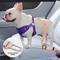 HIPHOPPET Sangle de sécurité réglable et durable pour chien et chat, 2-en-1, avec attache pour barre de sécurité, en nylon, avec amortisseur élastique