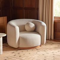 Meubles de maison salon luxe moderne fauteuils en bois et tissu chaise pivotante